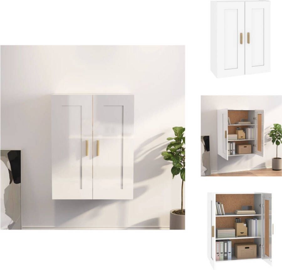 VidaXL Wandkast Wandkasten Houten Wandkast Hangkast Wandkast 69-5x32-5x90 cm bewerkt hout hoogglans wit