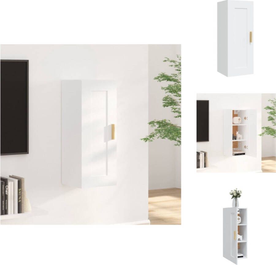 VidaXL Wandkast Wandkasten Hangkast Wandgemonteerde Kast Wandkast 35x34x90 cm bewerkt hout wit