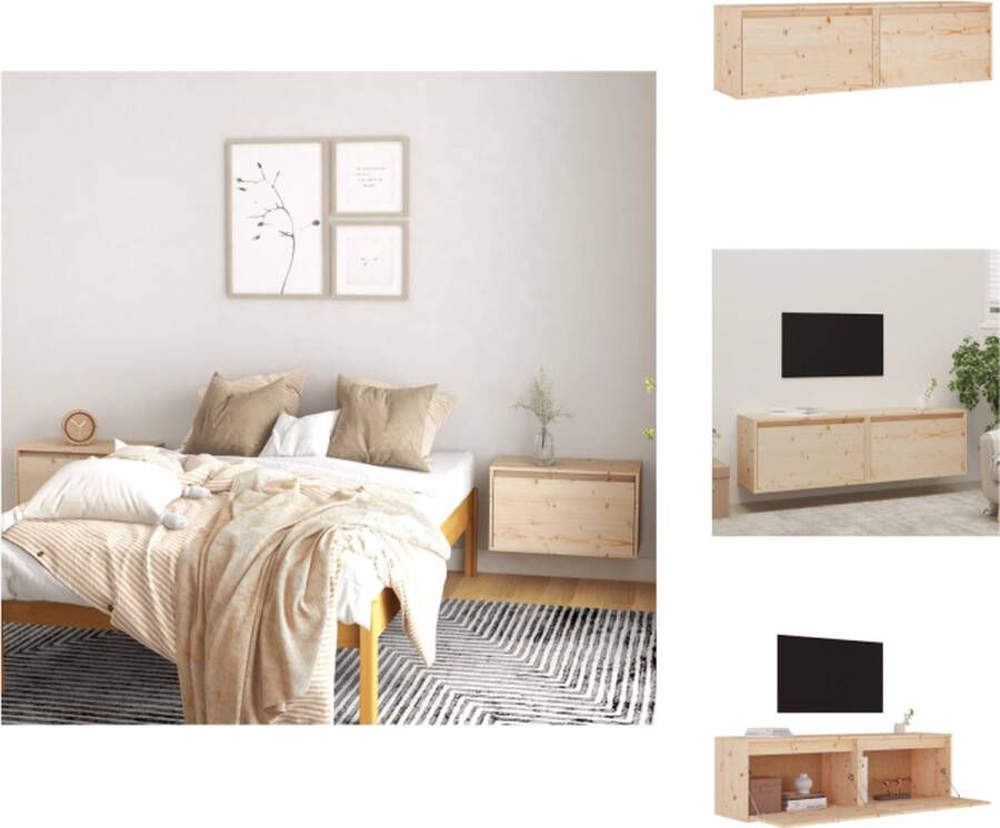 VidaXL Wandkasten 2 st 60x30x35 cm massief grenenhout Wandkasten Grenenhouten Kast Houten Kast Opslagoplossing Badkamerkast