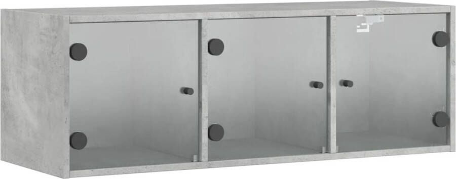VidaXL -Wandkast-met-glazen-deuren-102x37x35-cm-betongrijs - Foto 4