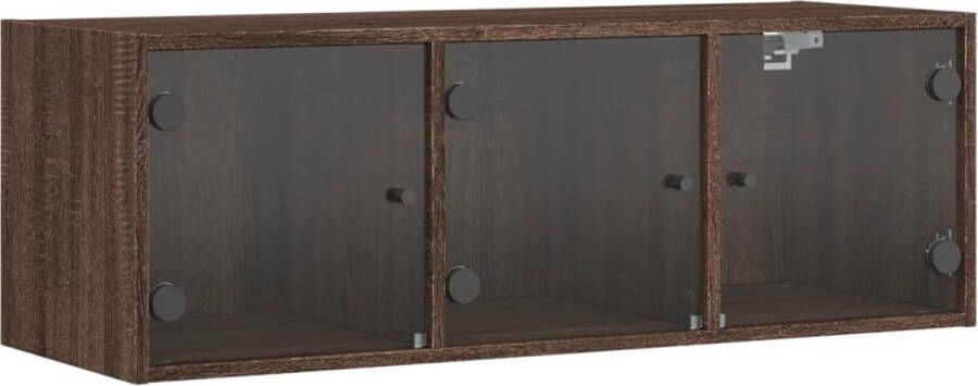 VidaXL -Wandkast-met-glazen-deuren-102x37x35-cm-bruineikenkleurig - Foto 4