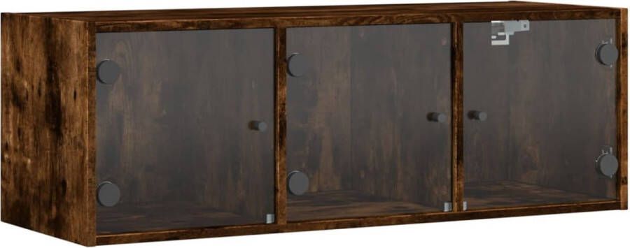 VidaXL -Wandkast-met-glazen-deuren-102x37x35-cm-gerookt-eikenkleurig - Foto 4