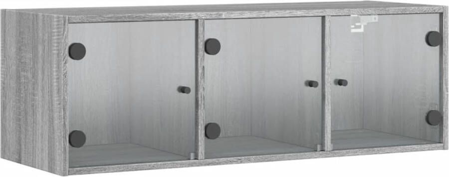 VidaXL -Wandkast-met-glazen-deuren-102x37x35-cm-grijs-sonoma-eiken - Foto 4