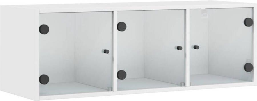 VidaXL -Wandkast-met-glazen-deuren-102x37x35-cm-wit - Foto 4