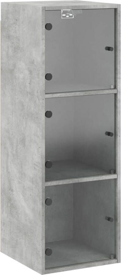 VidaXL -Wandkast-met-glazen-deuren-35x37x100-cm-betongrijs - Foto 3