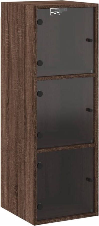 VidaXL -Wandkast-met-glazen-deuren-35x37x100-cm-bruineikenkleurig - Foto 3