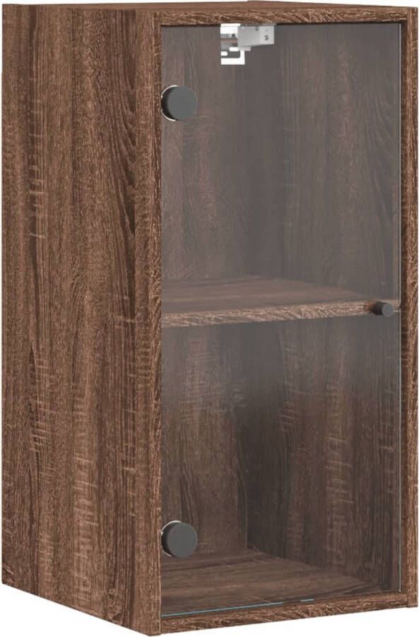 VidaXL -Wandkast-met-glazen-deuren-35x37x68 5-cm-bruineikenkleurig - Foto 3