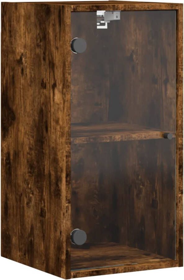 VidaXL -Wandkast-met-glazen-deuren-35x37x68 5-cm-gerookt-eikenkleurig - Foto 3