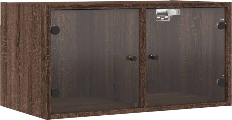 VidaXL -Wandkast-met-glazen-deuren-68 5x37x35-cm-bruineikenkleurig - Foto 4