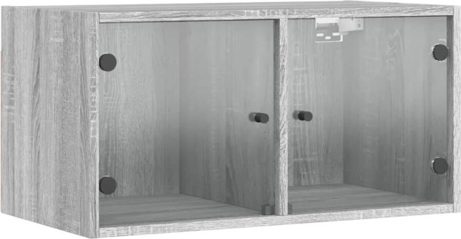 VidaXL -Wandkast-met-glazen-deuren-68 5x37x35-cm-grijs-sonoma - Foto 4