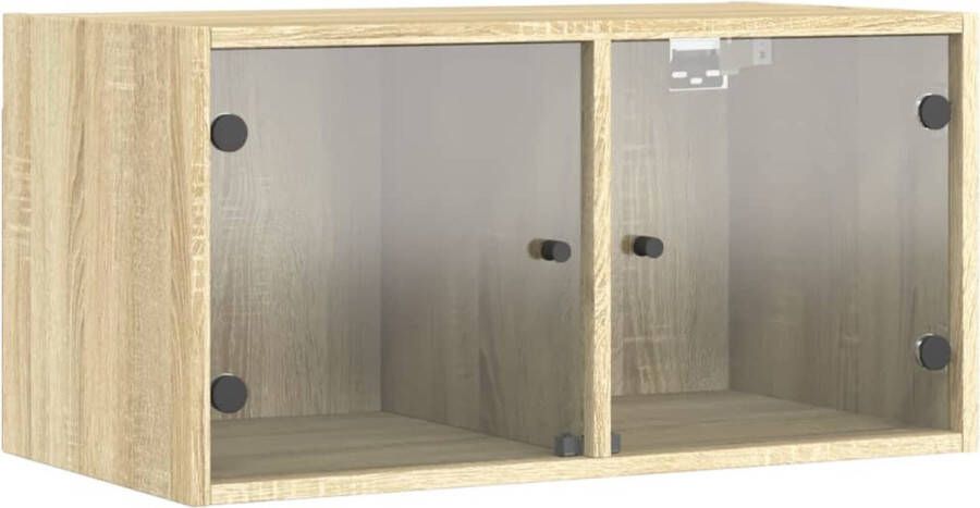 VidaXL -Wandkast-met-glazen-deuren-68 5x37x35-cm-sonoma-eikenkleurig - Foto 4