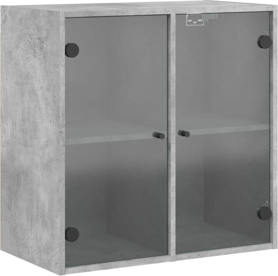 VidaXL -Wandkast-met-glazen-deuren-68x37x68 5-cm-betongrijs - Foto 3