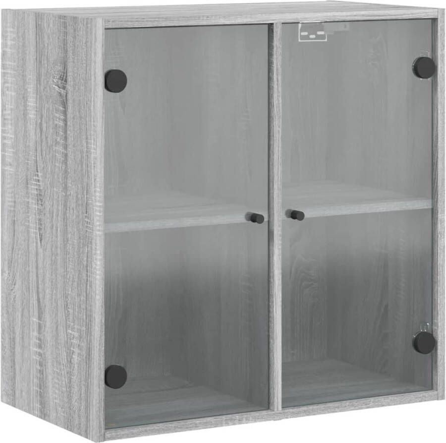 VidaXL -Wandkast-met-glazen-deuren-68x37x68 5-cm-grijs-sonoma-eiken - Foto 3