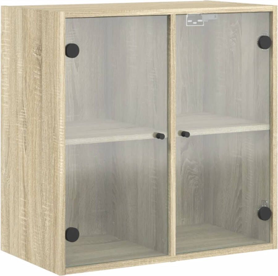 VidaXL -Wandkast-met-glazen-deuren-68x37x68 5-cm-sonoma-eikenkleurig - Foto 3