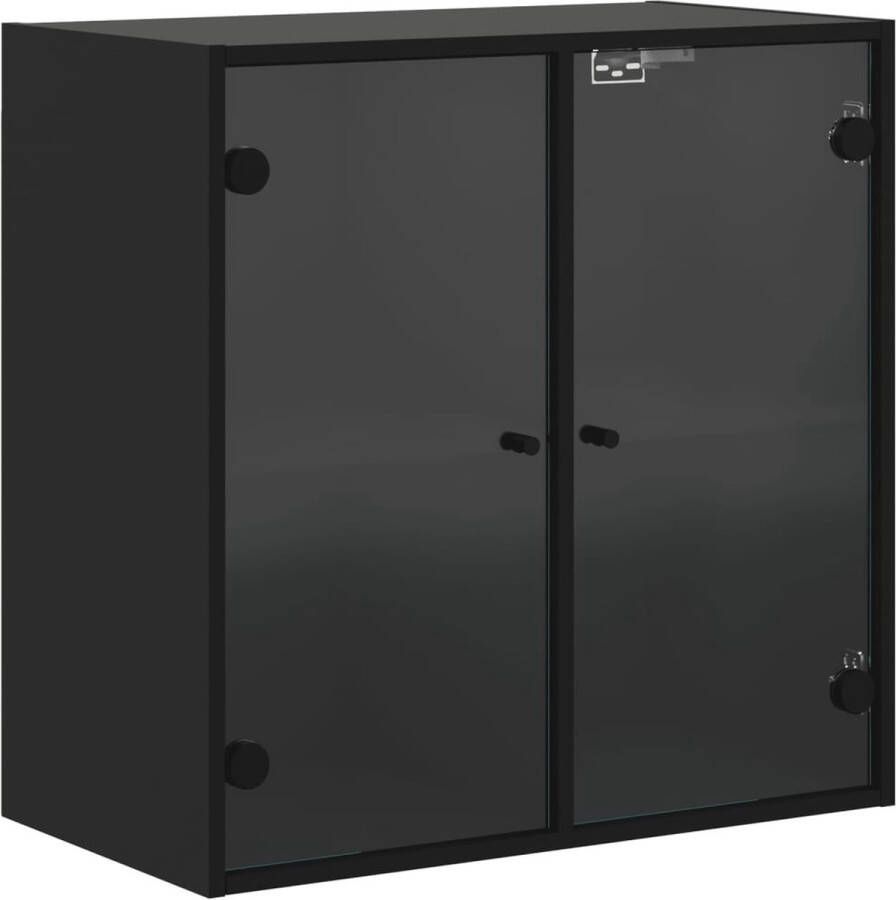 VidaXL -Wandkast-met-glazen-deuren-68x37x68 5-cm-zwart - Foto 3