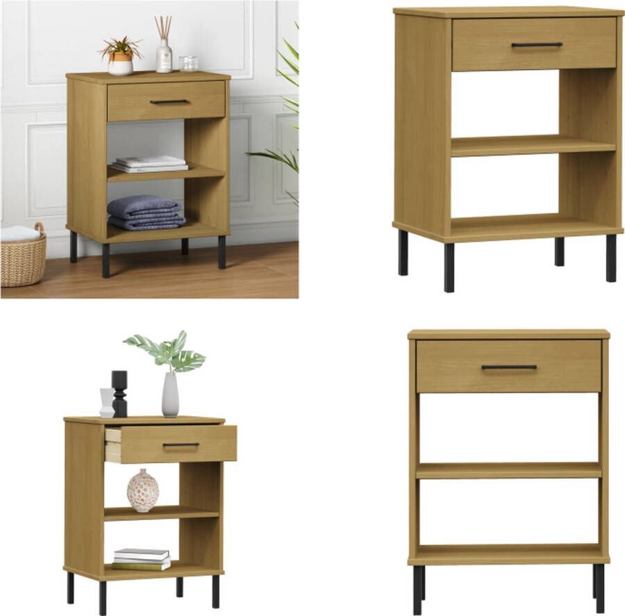 VidaXL -Wandkast-met-metalen-poten-OSLO-massief-grenenhout-bruin