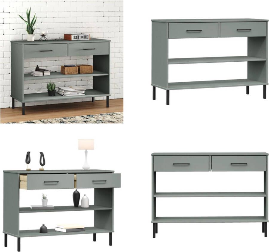 VidaXL Wandkast met metalen poten OSLO massief grenenhout grijs Wandkast Wandkasten Kast Kasten