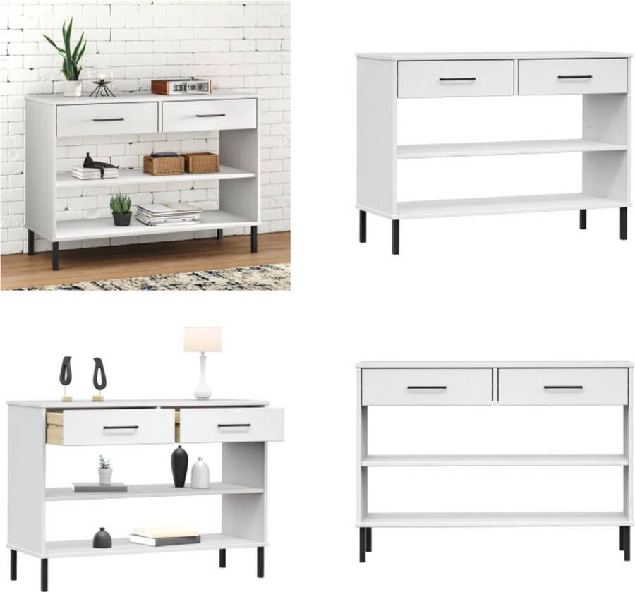 VidaXL Wandkast met metalen poten OSLO massief grenenhout wit Wandkast Wandkasten Kast Kasten