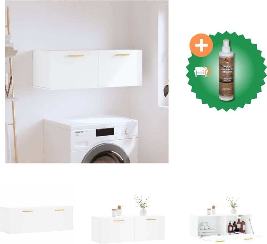 VidaXL Wandkast naam Decoratief 100 x 36.5 x 35 cm Wit Kast Inclusief Houtreiniger en verfrisser