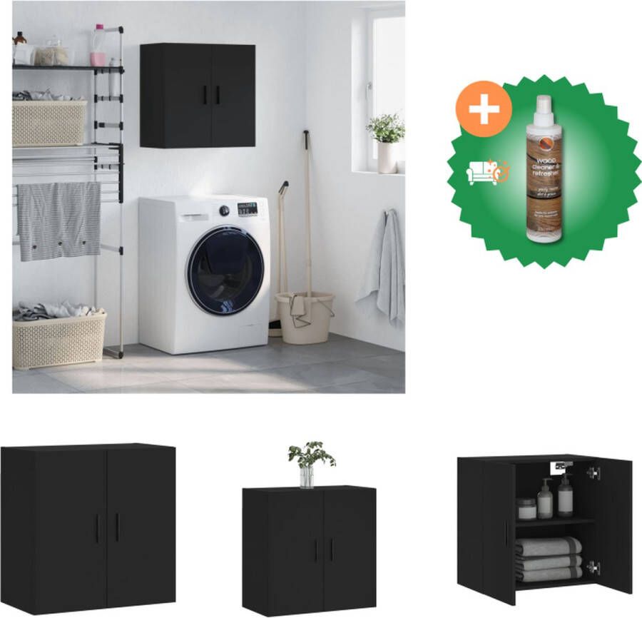 VidaXL Wandkast naam Decoratief en praktisch Materiaal- bewerkt hout Afmetingen- 60 x 31 x 60 cm Kleur- zwart Kast Inclusief Houtreiniger en verfrisser