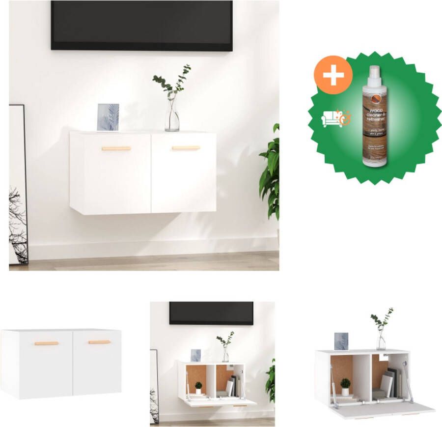 VidaXL Zwevende wandkast Wit 60 x 36.5 x 35 cm Duurzaam bewerkt hout Kast Inclusief Houtreiniger en verfrisser