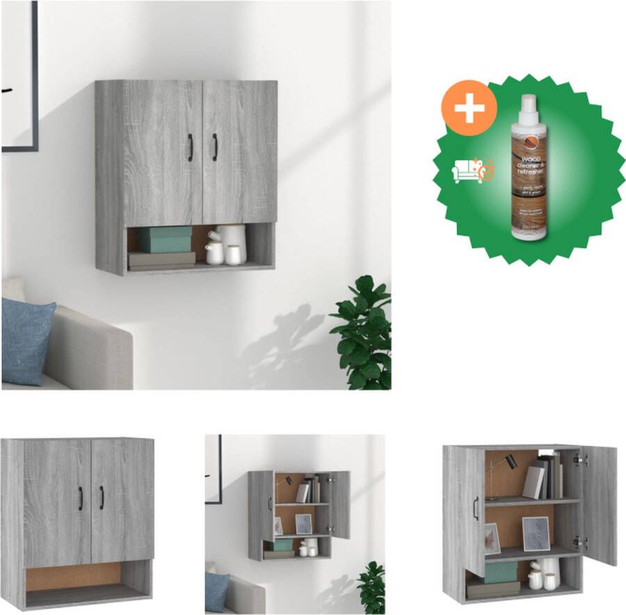 VidaXL Wandkast grijs sonoma eiken Zwevende opbergkast 60x31x70 cm Duurzaam bewerkt hout Kast Inclusief Houtreiniger en verfrisser