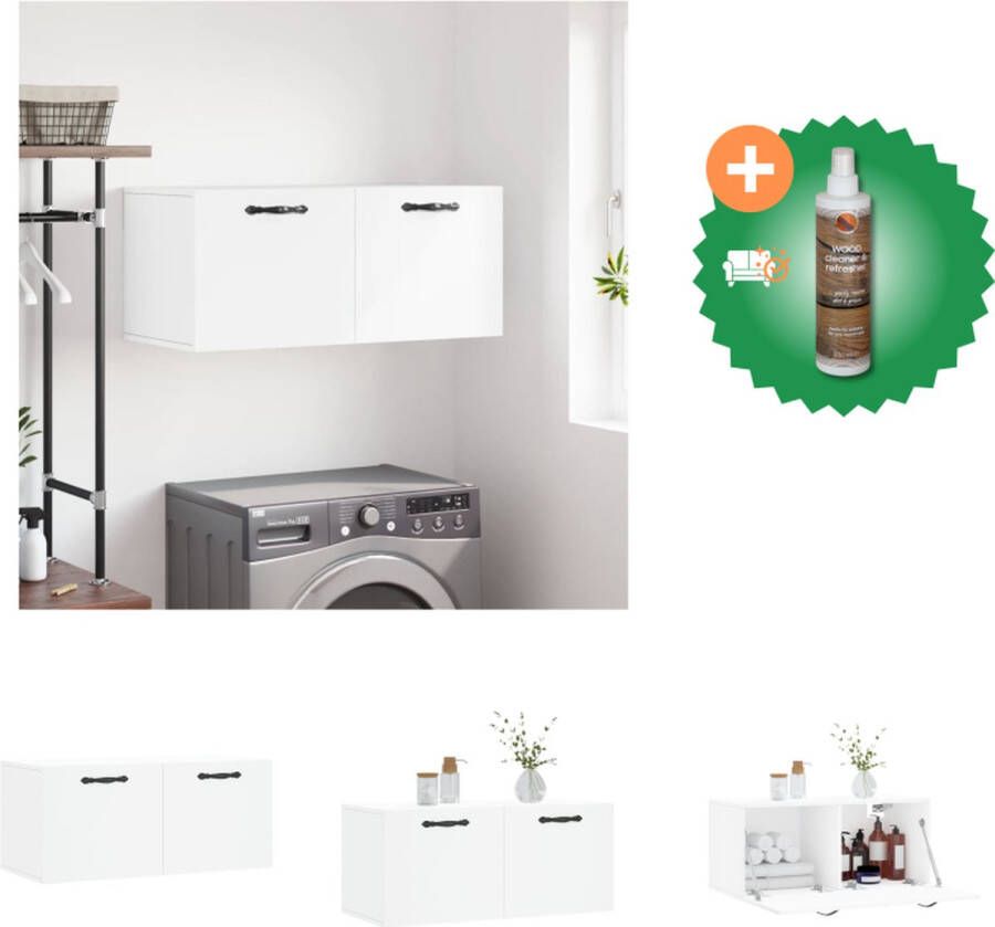 VidaXL -Wandkast-80x36-5x35-cm-bewerkt-hout-wit Kast Inclusief Houtreiniger en verfrisser
