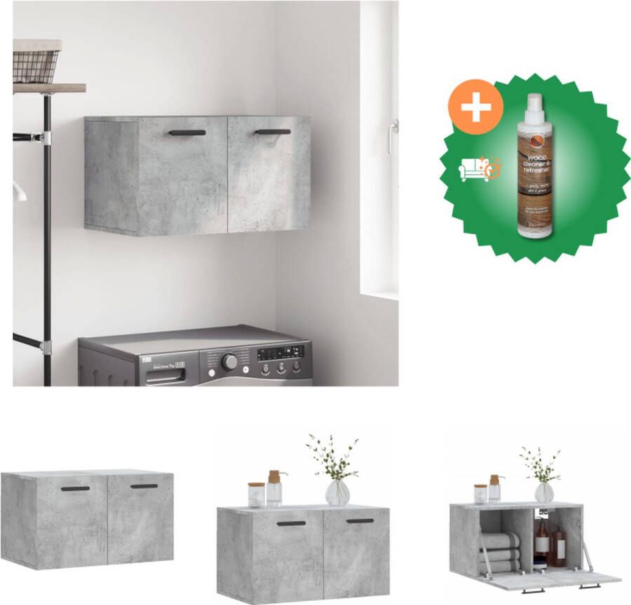 VidaXL Wandkast Opbergkast Afmetingen- 60 x 36.5 x 35 cm Kleur- Betongrijs Materiaal- Bewerkt hout Kast Inclusief Houtreiniger en verfrisser - Foto 3