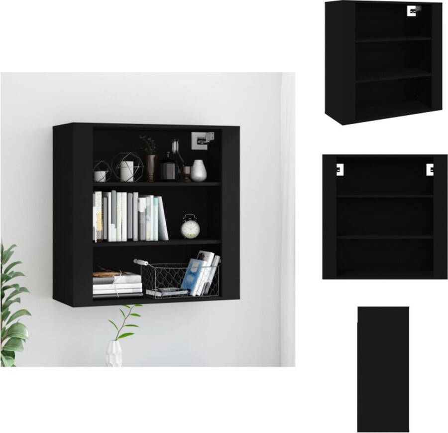 VidaXL Wandkast Praktisch 80 x 33 x 80 cm Zwarte Bewerkt hout Keukenkast