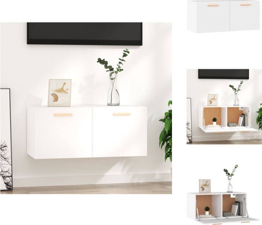 vidaXL Wandkast Scandinavisch Wit 80x35x36.5 cm Met Deuren en Opbergruimte Wandsteun