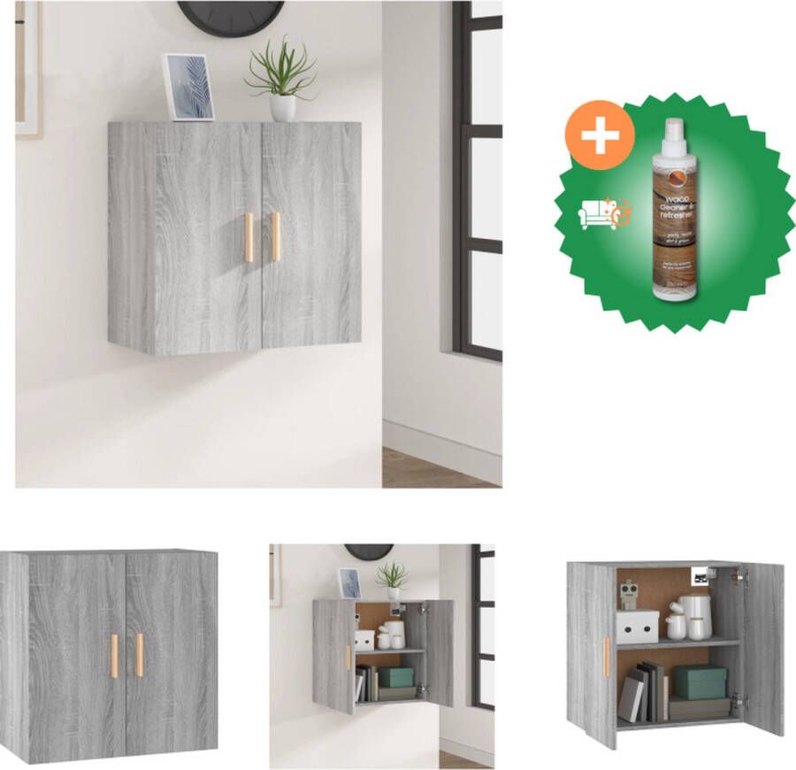 VidaXL Wandkast Scandinavische stijl Zwevend 60x30x60 cm Grijs Sonoma Eiken Kast Inclusief Houtreiniger en verfrisser