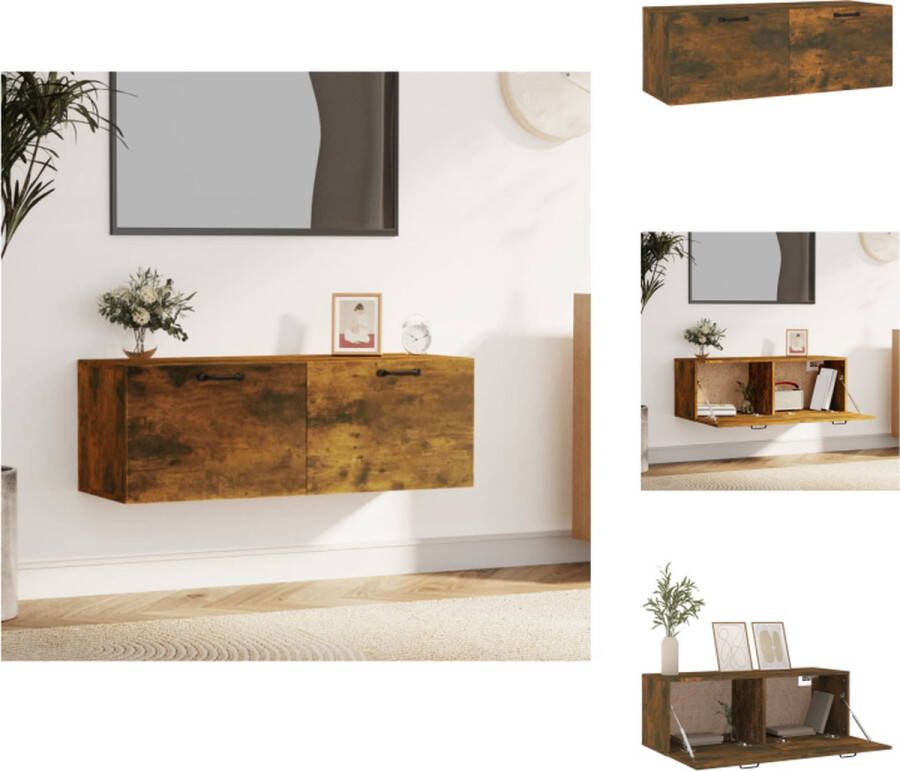 VidaXL Wandkast Wandkasten Hangkast Hangende Kast Wandkast 100x36 5x35 cm bewerkt hout gerookt eikenkleurig - Foto 2