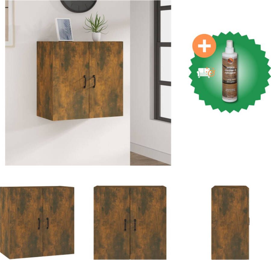VidaXL Wandkast Gerookt Eiken Zwevend 60 x 31 x 60 cm Duurzaam hout Opbergruimte Wandgemonteerd Displayfunctie Montage vereist Kast Inclusief Houtreiniger en verfrisser