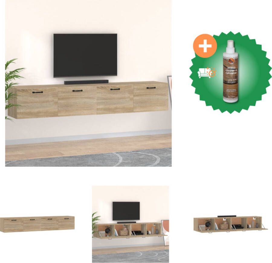 VidaXL Wandkasten 2 st 100x36-5x35 cm bewerkt hout sonoma eikenkleurig Kast Inclusief Houtreiniger en verfrisser