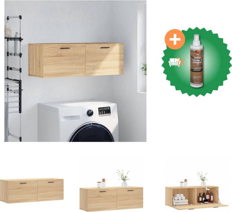 VidaXL Wandkast Sonoma Eiken Zwevend 100 x 36.5 x 35 cm Duurzaam hout Montage vereist Kast Inclusief Houtreiniger en verfrisser - Foto 2
