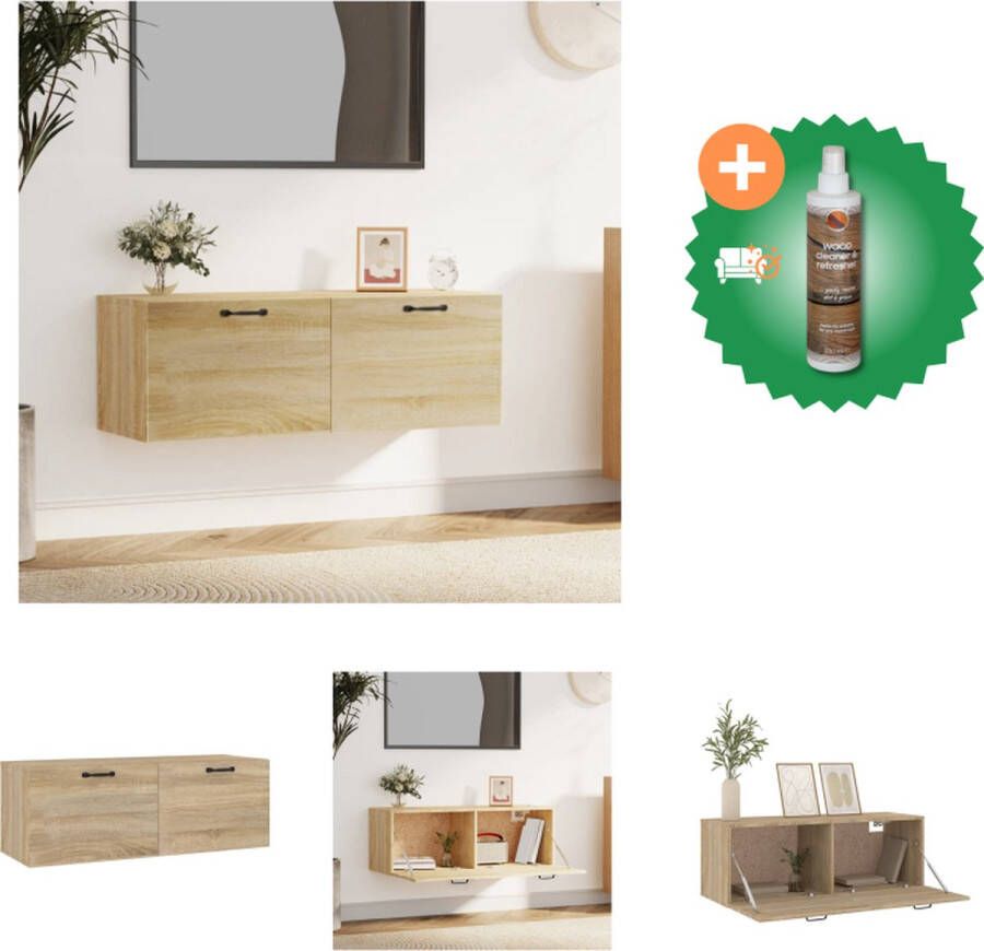 VidaXL Wandkast 100x36-5x35 cm bewerkt hout sonoma eikenkleurig Kast Inclusief Houtreiniger en verfrisser