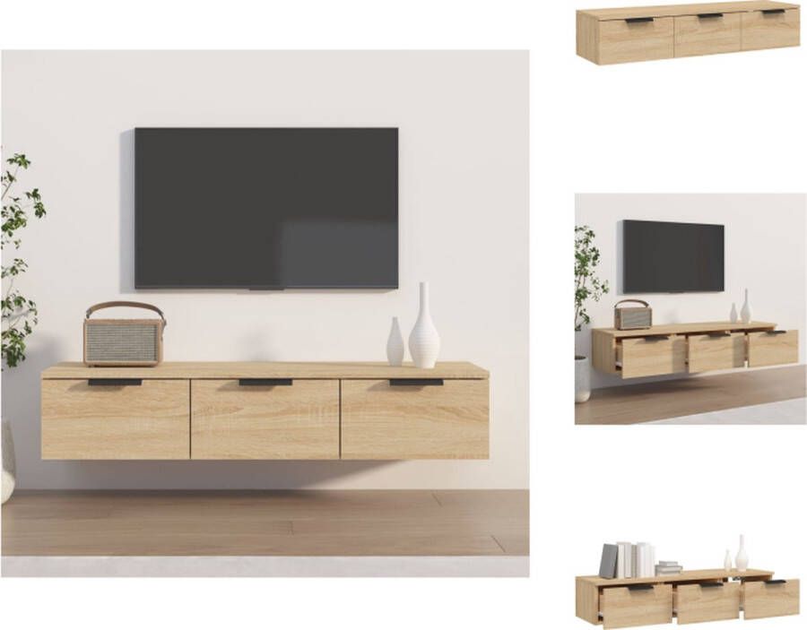 vidaXL Wandkast Sonoma Eiken 102x30x20 cm Zwevend TV-meubel met lades Wandsteun