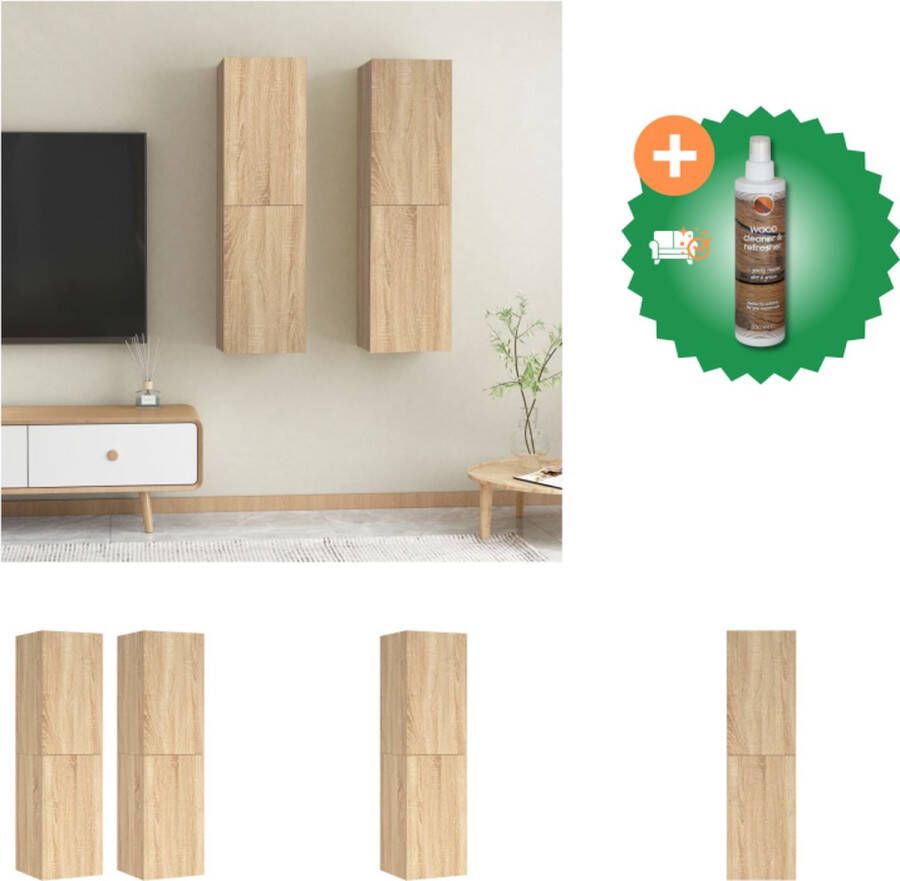 VidaXL Tv-meubelen 2 st 30-5x30x110cm spaanplaat sonoma eikenkleurig Kast Inclusief Houtreiniger en verfrisser