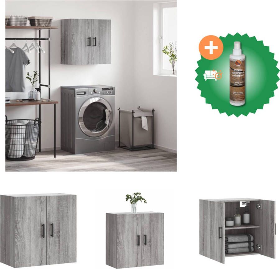 VidaXL Wandkast 60x31x60 cm bewerkt hout grijs sonoma eikenkleurig Kast Inclusief Houtreiniger en verfrisser