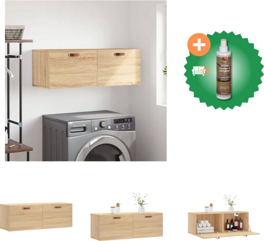 VidaXL wandkast Sonoma Eiken Zwevend 100 x 36.5 x 35 cm Duurzaam hout Opbergruimte Wandgemonteerd Display Montage vereist Kast Inclusief Houtreiniger en verfrisser