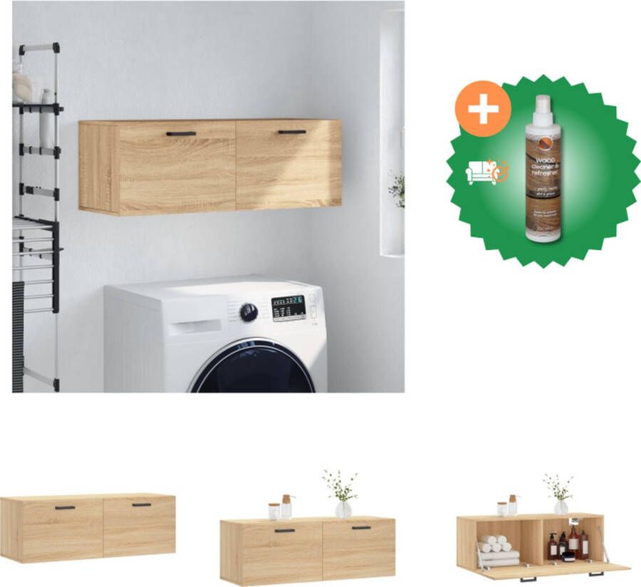 VidaXL Wandkast Sonoma Eiken Zwevende opbergkast 100 x 36.5 x 35 cm Kast Inclusief Houtreiniger en verfrisser