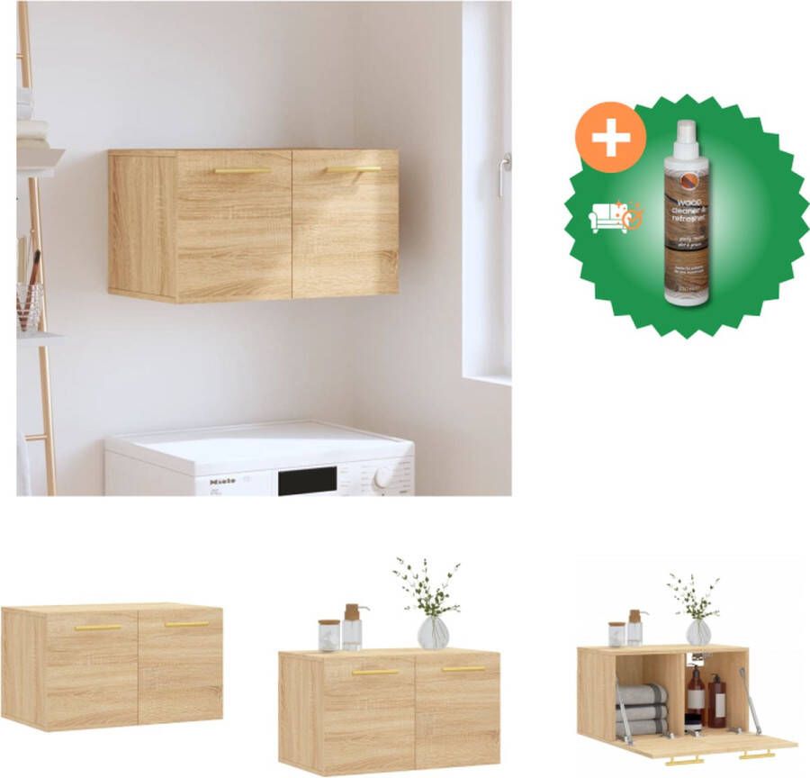 VidaXL Wandkast Sonoma Eiken Zwevende Opbergkast 60 x 36.5 x 35 cm Duurzaam Materiaal Kast Inclusief Houtreiniger en verfrisser