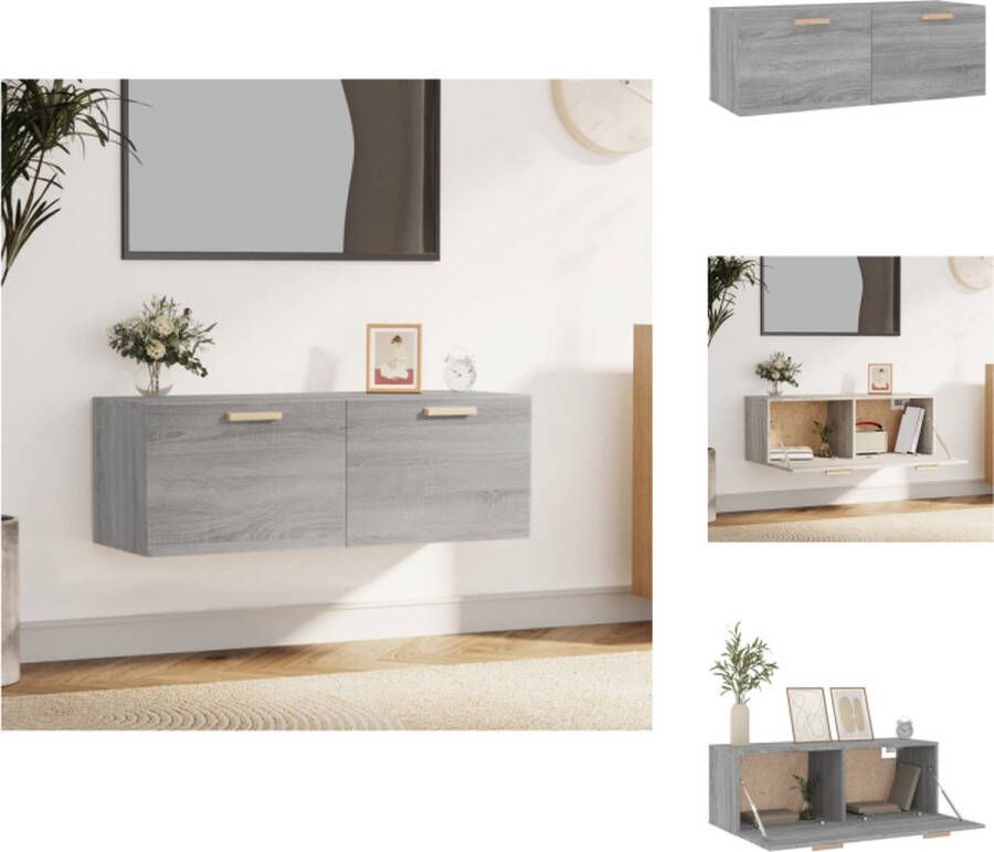 VidaXL Wandkast Trendy Opbergruimte 100x36.5x35 cm Grijs Sonoma Eiken Kast