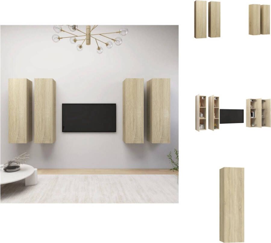 VidaXL Wandkast TV-meubel Sonoma eiken 30.5 x 30 x 110 cm Spaanplaat Kast