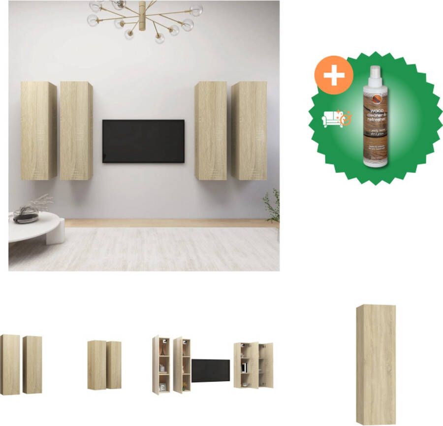 VidaXL Tv-meubelen 4 st 30-5x30x110cm spaanplaat sonoma eikenkleurig Kast Inclusief Houtreiniger en verfrisser