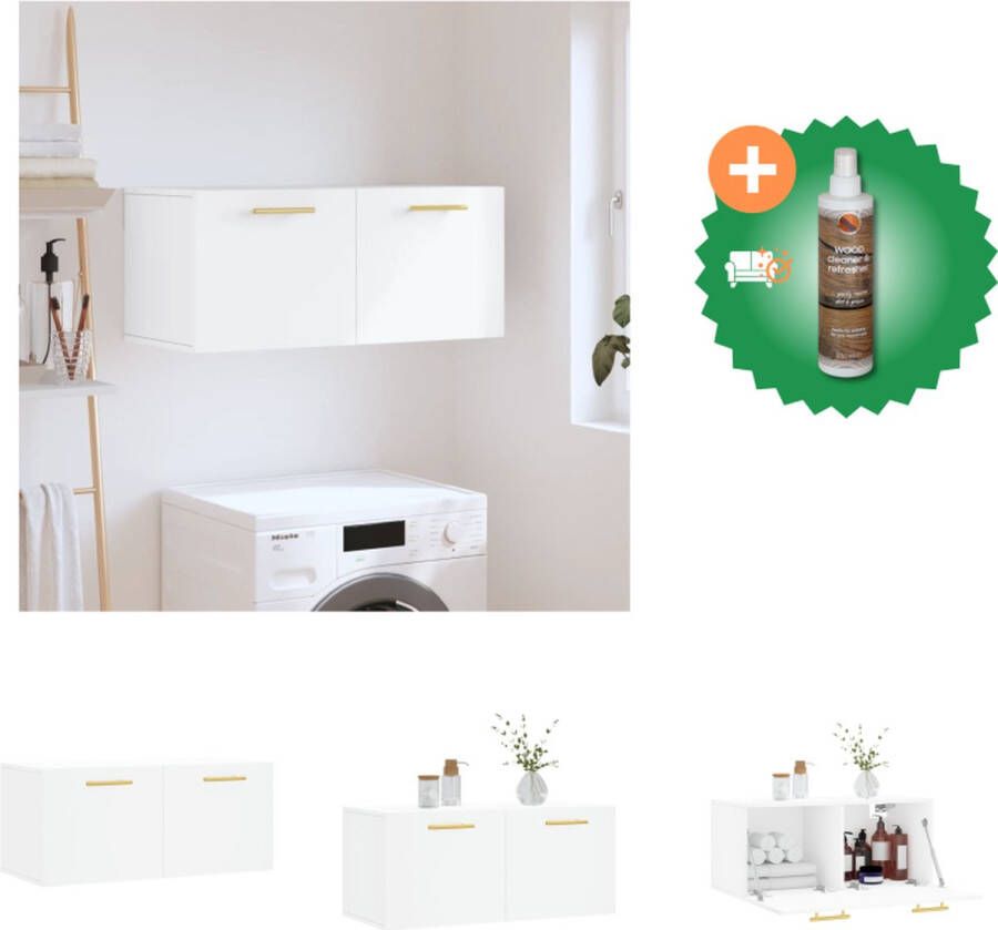 VidaXL Wandkast wandgemonteerde opbergkast Afmetingen- 80x36.5x35 cm Kleur- wit Materiaal- bewerkt hout Kast Inclusief Houtreiniger en verfrisser - Foto 2