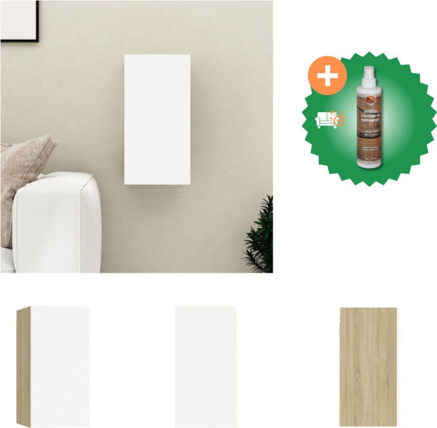 VidaXL Tv-meubel 30-5x30x60 cm spaanplaat wit en sonoma eikenkleurig Kast Inclusief Houtreiniger en verfrisser