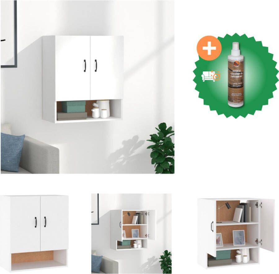 VidaXL Wandkast Decoratieve en praktische wandgemonteerde opbergkast 60 x 31 x 70 cm wit Kast Inclusief Houtreiniger en verfrisser