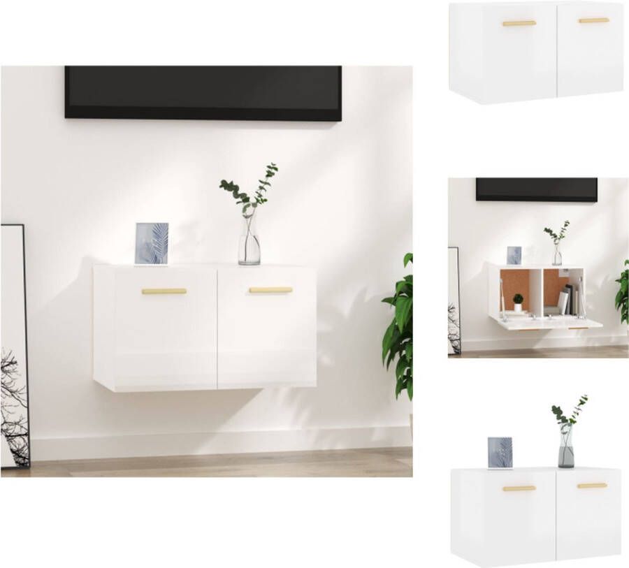 VidaXL Wandkast Wandkasten Hangkast Hangende Kast Wandkast 60x36-5x35 cm bewerkt hout hoogglans wit