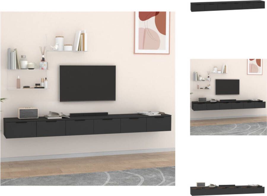 vidaXL Wandkast Zwevend TV-meubel 102 x 30 x 20 cm Zwart Wandsteun